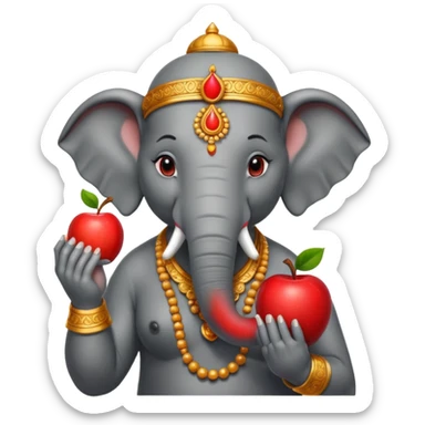 elephant india god with an apple sticker