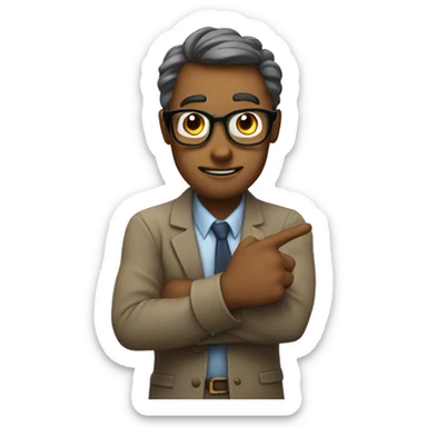 nerd face with finger pointing upwords sticker