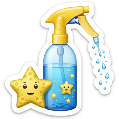 CLEANING_PRODUCTS
A cleaning set: a spray bottle with a sparkling star and a small sponge outline. sticker