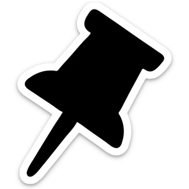 Pushpin icon, black filled, urban theme, slanted to the right sticker