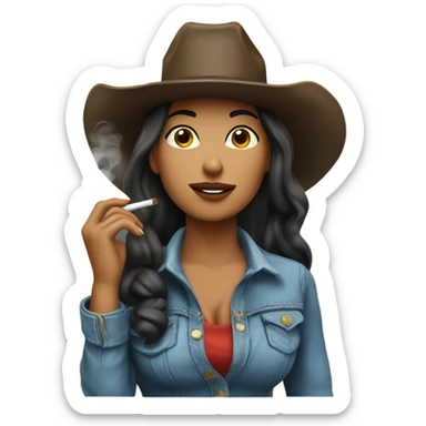 Latina Cowgirl smoking a cigarette  sticker