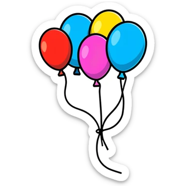 Happy celebration with balloons and streamers sticker