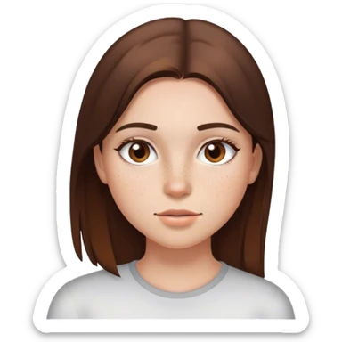 A girl with straight brunette hair, brown eyes and freckles  sticker