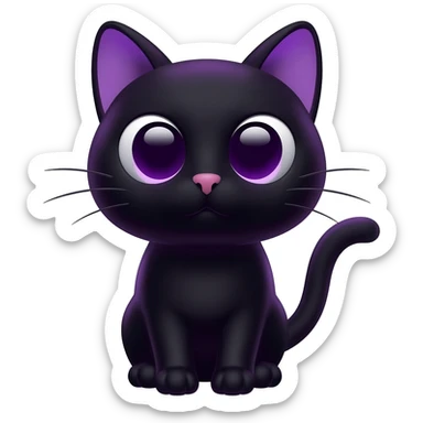 emo cat, black and purple, expressive and stylish, no background sticker