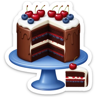 chocolate cake With cherries and blueberries sticker