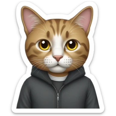 A cat wearing clothes like Steve Jobs sticker