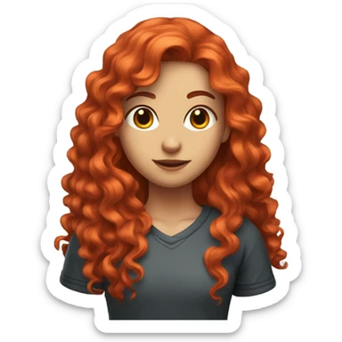  gamer girl with long curly red hair sticker