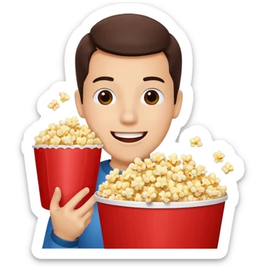 eating popcorn sticker