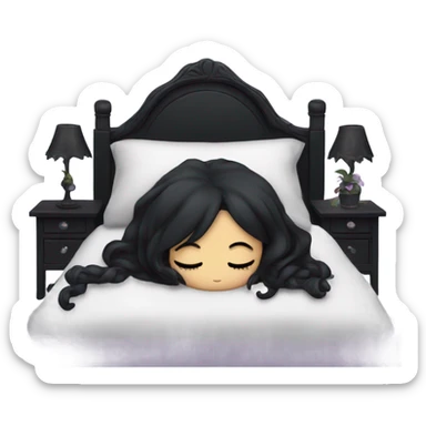 Goth girl sleeping in the bed  sticker