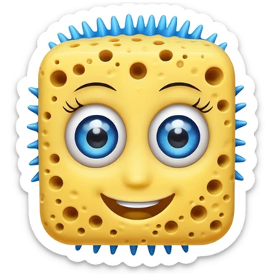 Esponja con ojos azules y pestañas sticker