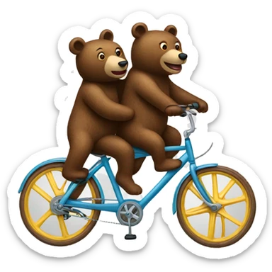 Two bears riding a tandem bike sticker