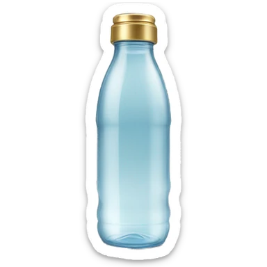 glass water bottle with a gold cap sticker