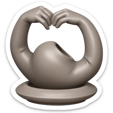 single hand with curved fingers hugging the side of a clay blob on a silver pottery wheel sticker