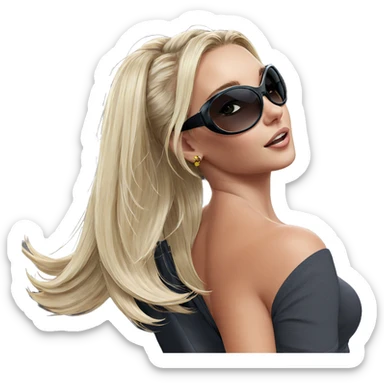 blonde girl with sunglasses in city sticker