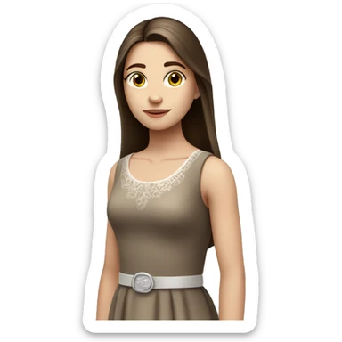 Beautiful teenage girl with white skin and long straight brown hair and brown eyes in a classic dress. sticker