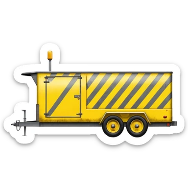 a 12x7 trailer with Hi-Vis yellow mine site stripes up the side sticker