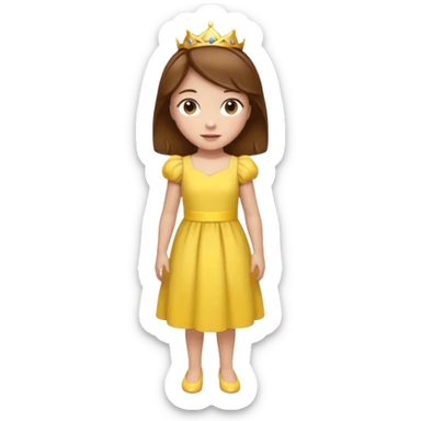Princess daisy yelllow dress standing with brown hair sticker