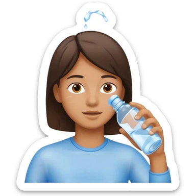 young person drinking water from a bottle sticker