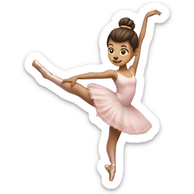 Ballerina with a brunette bun and pint shoes doing a 180 degree leap sticker