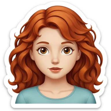 auburn girl with middle height wavy hair sticker