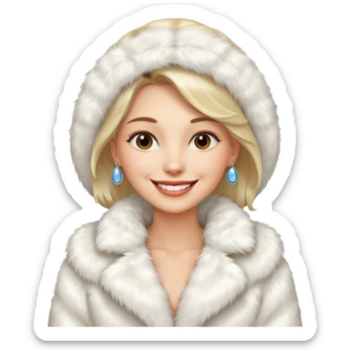 luxary white fur coat woman sticker