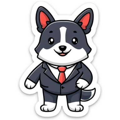 Dog wearing a suit  sticker