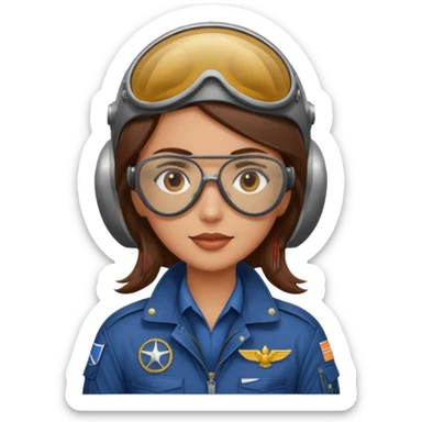 A female pilot with medium skin and tied-back brown hair sticker