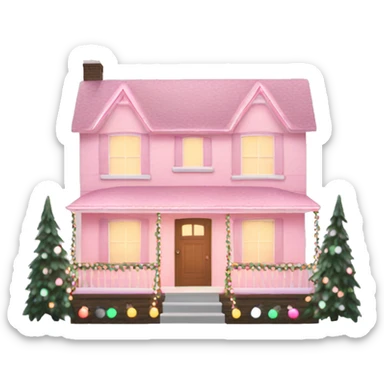 Light pink House with Christmas lights  sticker