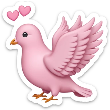a minimalist emoji of a pink peace dove with pink hearts around it sticker