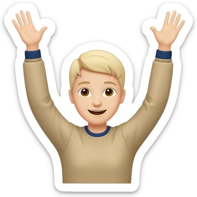 person raising both arms spread apart sticker