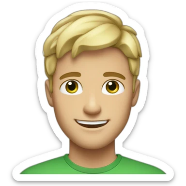 Handsome man smiling with freckles and green eyes. Short blond raid hair. sticker