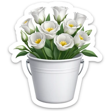 Beautiful light white flower bucket Eustoma sticker
