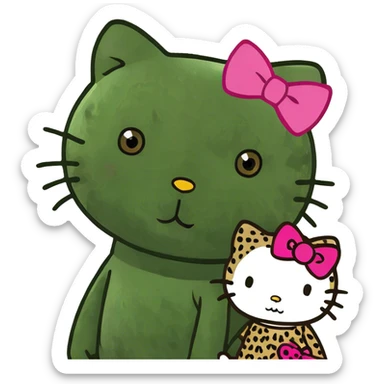 hello kitty and a leopard sticker