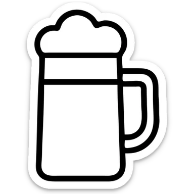 white kvass, mug with foam, traditional Russian drink, transparent background, minimalism icon sticker