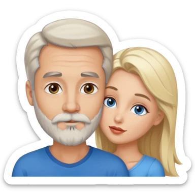 Man with hazel eyes and gray beard kissing sexy  blonde blue-eyed  woman sticker
