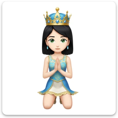 King, standing, black Hair, blue eyes, female Servoamt, blonde, green eyes, shott white sleveless Dress, kneeling, background palace sticker