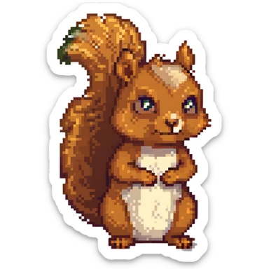 squirrel thinking, one eyebrow up, pensive look sticker