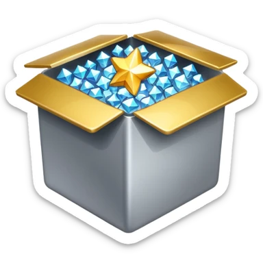 emoji of open box with sparkles inside sticker