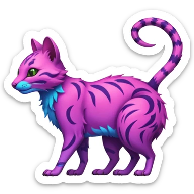 Neon-colored fantasy feline-canine-rodent-marsupial-critter-vernid-fursona animal creature full body with intricate markings  sticker