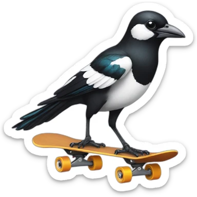 magpie on a skateboard sticker