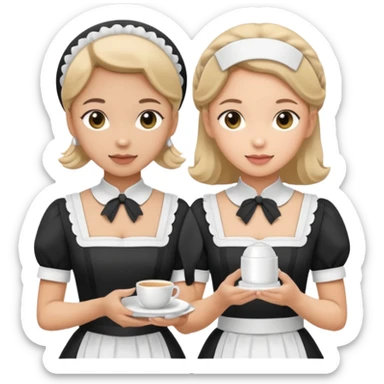 two maids are holding the mp sticker