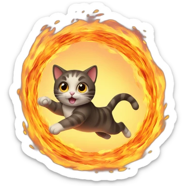 Cat jumping through fire hoop sticker