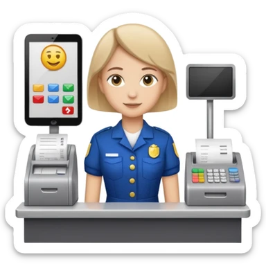cashier behind the register full body sticker