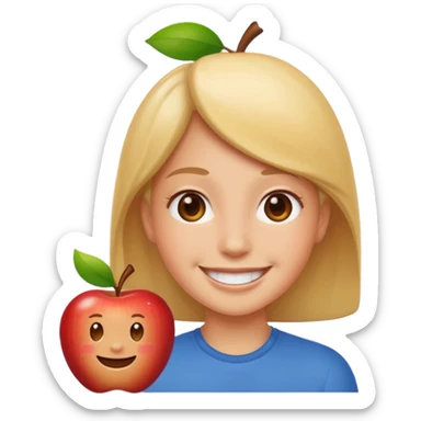 portrait of a person inspired by the reference image, smiling expression, simple background, apple emoji style sticker