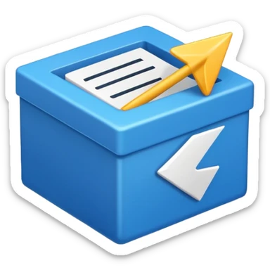 emoji representing the concept of 'import', an arrow entering a box, clear and universal style sticker