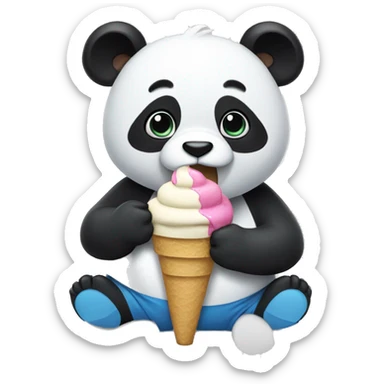 Panda eating ice cream sticker