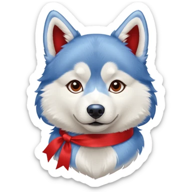 husky with head ribbon and shirt sticker
