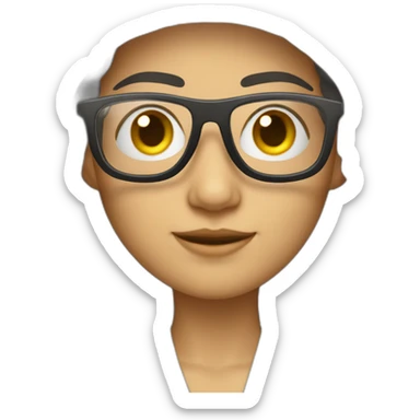 mujer pelo rojizo largo con lentes sticker