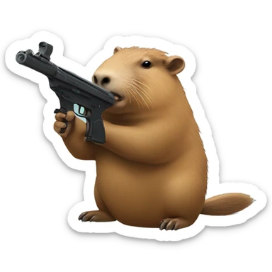 Capybara helpfully shooting sticker