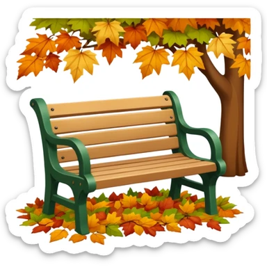 Park bench + leaves sticker